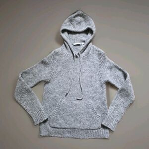 Helmut Lang Sweater Hoodie Wool Blend Yarn Gray Knit Women Size Small Cozy